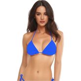 Mavi Üçgen Ince Ip Bağlamalı Bikini Üstü