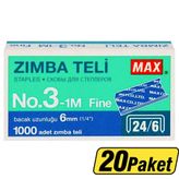 MAX No 24/6 Beyaz 20'li Zımba Teli