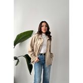 Maxi Modena Bej Çıtçıtlı Süet Gömlek