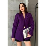 Maxi Modena Mor Belden Oturtmalı Blazer Ceket - S