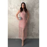Maxi Modena Pembe Pullu Bol Elbise