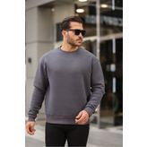 MAXIMILLIAN Erkek Bisiklet Yaka Regular Fit Basic Sweatshirt FÜME
