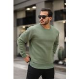 MAXIMILLIAN Erkek Bisiklet Yaka Regular Fit Basic Sweatshirt HAKİ
