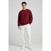 MAXIMILLIAN Erkek Oversize Basic Relax Pamuklu Bisiklet Yaka Sweatshirt BORDO