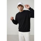 MAXIMILLIAN Erkek Oversize Basic Relax Pamuklu Bisiklet Yaka Sweatshirt SİYAH