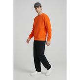MAXIMILLIAN Erkek Oversize Basic Relax Pamuklu Bisiklet Yaka Sweatshirt TURUNCU