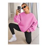 MAXIMILLIAN Kadın Bisiklet Yaka Basic Oversize Sweatshirt ŞEKER PEMBE