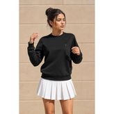 MAXIMILLIAN Kadın Siyah Bisiklet Yaka Basic Sweatshirt