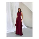 MAXMOOR MIA Maxi Elbise 3176 - Bordo