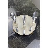 MAY HOME 3'Lü Bron Servis Sunum Makarna Pasta Salata Kek Maşa Seti