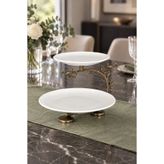 MAY HOME Eskitme 2 Katlı Sunumluk Porselen Tabak & Kurabiyelik Kek Pasta Sunumluğu