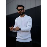 Maya Style Erkek Triko Kazak - Beyaz