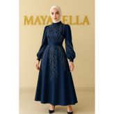 MayaBella Saten İşlemeli Tesettür Abiye