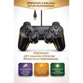 Maybax Oyun Kolu Pc Laptop PS3 Uyumlu Titreşimli Usb 2.0 135cm Kablo Çift Analog Stick