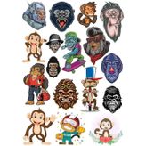 Maymun Goril Sticker Set 20 Parça Telefon, Tablet, Defter, Laptop Sticker