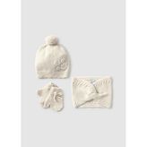 Mayoral Krem Bebek Bere Atkı Eldiven Takım 10019
