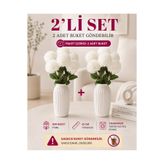 MD Aspiz Flowers 2 Demet Yapay Çiçek 7li Lüx Beyaz krizantem Demeti 42 cm ( Saksısız ) Bitki Gelin Buketi karanfil kasımpatı