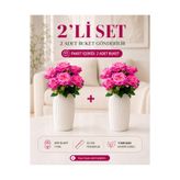 MD Aspiz Flowers 2 Demet Yapay Çiçek 7Li Lüx Pembe Kadife Gül Demeti ( Saksısız ) Dekoratif Bitki Gelin Buketi