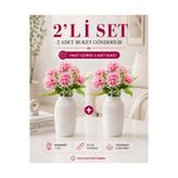 MD Aspiz Flowers 2 Demet Yapay Çiçek 7li Lüx pembe kasımpatı Demeti ( Saksısız ) krizantem Bitki Gelin Buketi karanfil