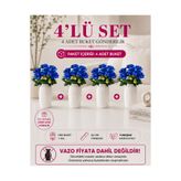 MD Aspiz Flowers 4 Demet Yapay Çiçek 7Li Lüx mavi Kadife Gül Demeti ( Saksısız ) Dekoratif Bitki Gelin Buketi