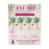 MD Aspiz Flowers 4 Demet Yapay Çiçek 7li Lüx mavi kasımpatı Demeti ( Saksısız ) krizantem Bitki Gelin Buketi karanfil