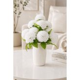 MD Aspiz Flowers Yapay Çiçek 10lu Lüx Beyaz karanfil Demeti 45 cm ( Saksısız ) top krizantem Bitki Gelin Buketi kasımpatı kartopu