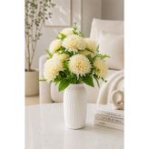 MD Aspiz Flowers Yapay Çiçek 10lu Lüx krem karanfil Demeti 45 cm ( Saksısız ) top krizantem Bitki Gelin Buketi kasımpatı kartopu
