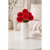 MD Aspiz Flowers Yapay Çiçek 7li Lüx Kırmızı krizantem Demeti 42 cm ( Saksısız ) Bitki Gelin Buketi karanfil kasımpatı