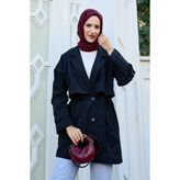 Md Astarlı Premium Trençkot Siyah - 44