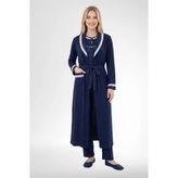 Mecit 6391 Lacivert Kadın Büyük Beden Uzun Sabahlık Pijama Takımı