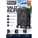 MEDBRIGHT Valiz Kılıfı Bavul Kılıfı Likralı Esnek Kumaş Ve Dayanıklı Valiz Kılıfı SİYAHÇK-VK21