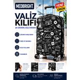 MEDBRIGHT Valiz Kılıfı Bavul Kılıfı Likralı Esnek Kumaş Ve Dayanıklı Valiz Kılıfı WORLDTRAVEL-VK19