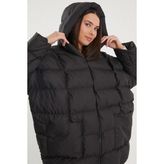 Meecy Kadın Kapşonlu Oversize Siyah Şişme Mont