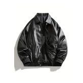 MEECY kadın oversize unisex bomber deri ceket mont