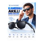 Mega Plus Akıllı Yapay Zekalı Video Kamera Kameralı Güneş Gözlüğü 8 MP 1080P Video Bluetooth Sesli