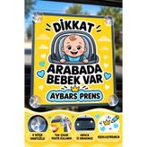 MEGBUY Kişiye Özel Sarı Renk Dikkat Arabada Bebek Var Yazılı Bebek Araba Cam Süsü Oto Aksesuar Vantuzlu