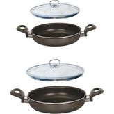 Mehtap Onyx 20+16 cm Cam Kapaklı Teflon Sahan Set