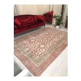 MEKA TEKSTİL Pembe Çini Model Ipek Kadife Lastikli Halı Örtüsü
