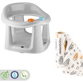 Meleni Baby Vakum Tabanlı Bebek Mama Sandalye Oturağı Oyuncaklı Banyo Oturağı Alt Açma Örtüsü Hediyeli Gri