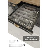 Meleni Home 10'lu Modüler Set Kaşıklık Çekmece Içi Düzenleyici Çatal Kaşık Bıçak Düzenleme Organizeri Şeffaf