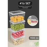 Meleni Home 4'lü Derin Mikrodalga Uyumlu Erzak Gıda Saklama Kabı - Şeffaf Kapak Düzenleyici Organizer Set 1100ml Beyaz
