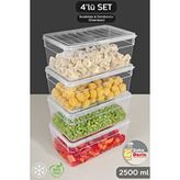 Meleni Home 4'lü Derin Mikrodalga Uyumlu Erzak Gıda Saklama Kabı - Şeffaf Kapak Düzenleyici Organizer Set 2500ml Beyaz