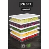 Meleni Home 5'li 2600ml Buzdolabı Düzenleyici - Sızdırmaz Kapak Mikrodalga ve Difrize Uygun Mutfak Organizer Beyaz