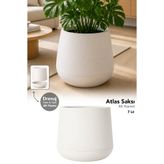 Meleni Home Modern Çiçek Saksısı - Kendinden Drenajlı Plastik İç ve Dış Mekan Bitki Saksısı 7Lt Beyaz