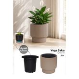 Meleni Home Modern Dekoratif Saksı - Plastik İç Hazneli Bahçe Salon Balkon Çiçek Saksısı 9Lt Mocha