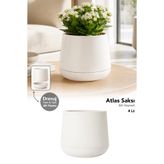 Meleni Home Modern Tasarım Saksı - Kendinden Drenajlı Plastik Salon Bahçe Bitki Saksısı 4Lt Beyaz