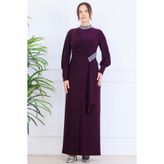 Melisa Sarkaçlı Tesettür Abiye Mürdüm