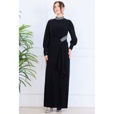 Melisa Sarkaçlı Tesettür Abiye Siyah