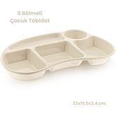 Melkan Home Bölmeli Çocuk Yemek Tabldot - Anaokulu & Kreş Için Kahvaltı ve Yemek Tabağı Tabildot - Krem