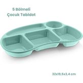 Melkan Home Bölmeli Çocuk Yemek Tabldot - Anaokulu & Kreş Için Kahvaltı ve Yemek Tabağı Tabildot - Pastel Yeşil